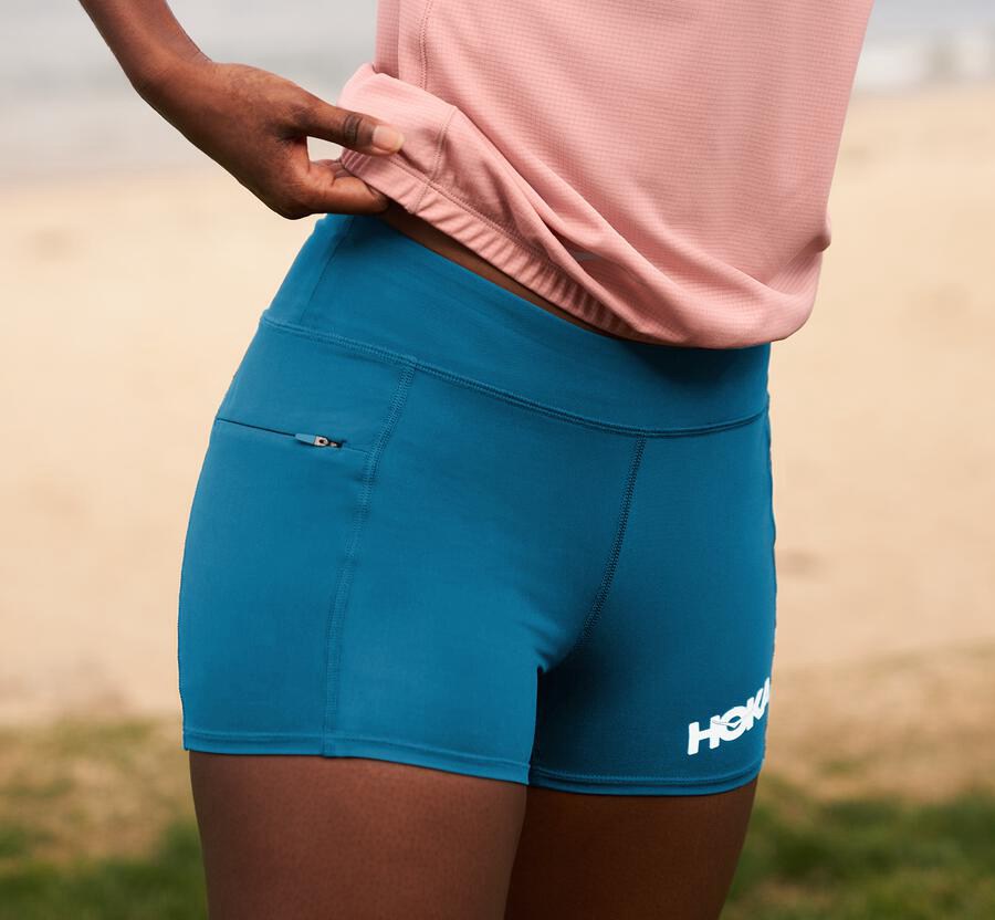 Hoka One One Shorts Womens Blue - Performance Knit - 06135EWJD